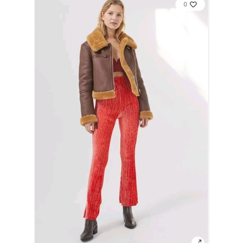 Urban Outfitters Velvet Rosie Flare Bell Bottom Stretch Pant Rust Orange Boho XS